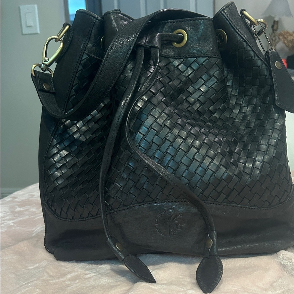 Anonimo Fiorentino Black Woven Leather Backpack Bag